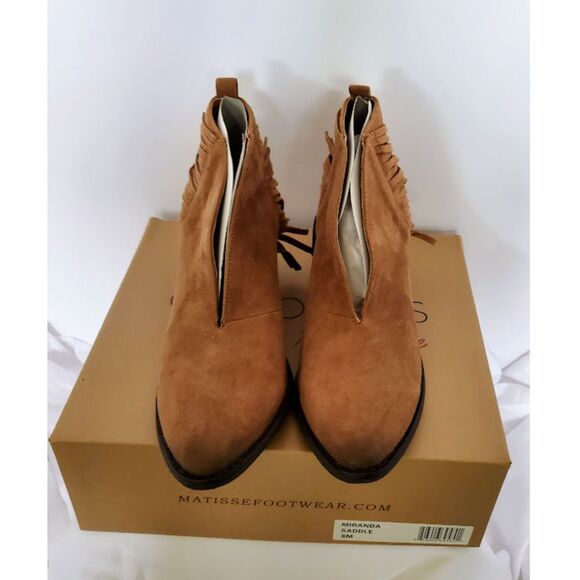 NWT Coconuts by Matisse Western Fringe Boots Sz 8 Festival Cowgirl Tan Ankle - Picture 4 of 8